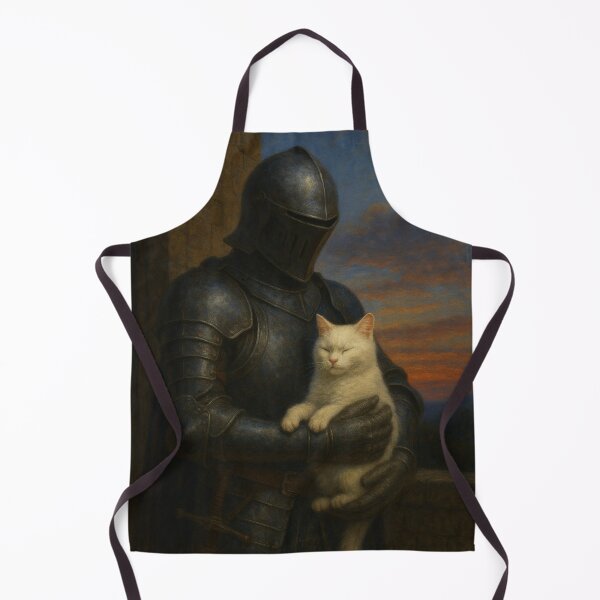 Item preview, Medieval Knight Holding Cat – Baroque Oil Painting, Realistic Fantasy Art designed and sold by Visualynx.