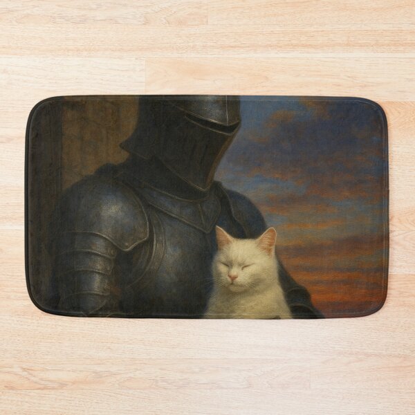 Item preview, Medieval Knight Holding Cat – Baroque Oil Painting, Realistic Fantasy Art designed and sold by Visualynx.