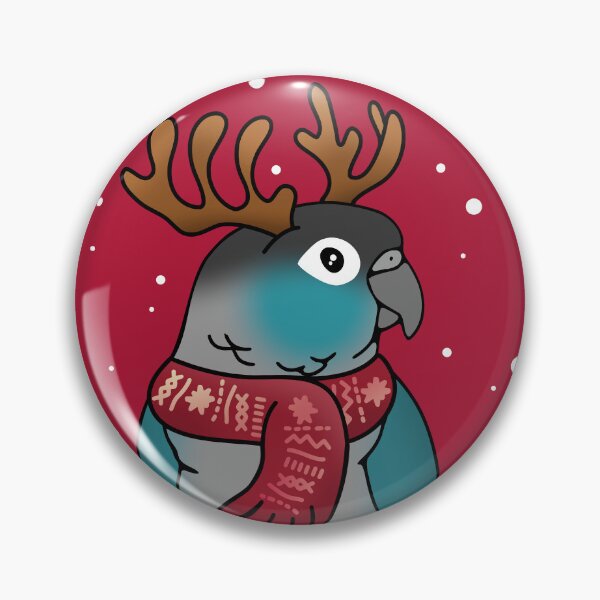 Item preview, Ugly Christmas Birb - Turquoise Conure with antlers and scarf designed and sold by FandomizedRose.