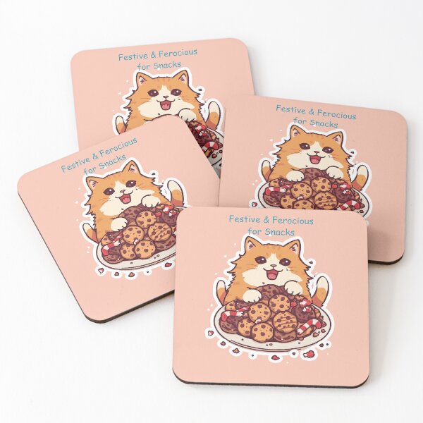 Item preview, Festive & Ferocious for Snacks – Funny Christmas Gremlin Cat Design designed and sold by zoocore.