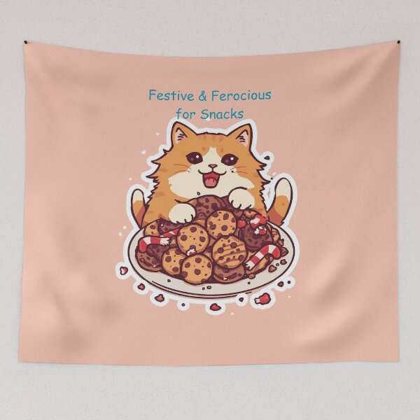 Item preview, Festive & Ferocious for Snacks – Funny Christmas Gremlin Cat Design designed and sold by zoocore.