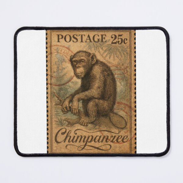 Item preview, Chimpanzee Post: Vintage Wildlife in Stamp Form designed and sold by ForeverPrintsOK.