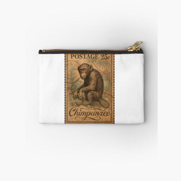 Item preview, Chimpanzee Post: Vintage Wildlife in Stamp Form designed and sold by ForeverPrintsOK.