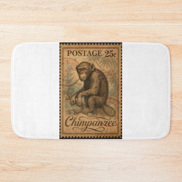 Item preview, Chimpanzee Post: Vintage Wildlife in Stamp Form designed and sold by ForeverPrintsOK.