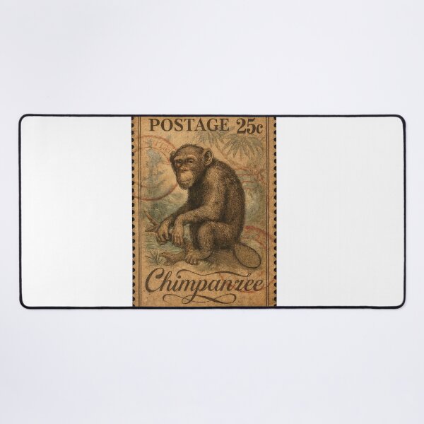 Item preview, Chimpanzee Post: Vintage Wildlife in Stamp Form designed and sold by ForeverPrintsOK.