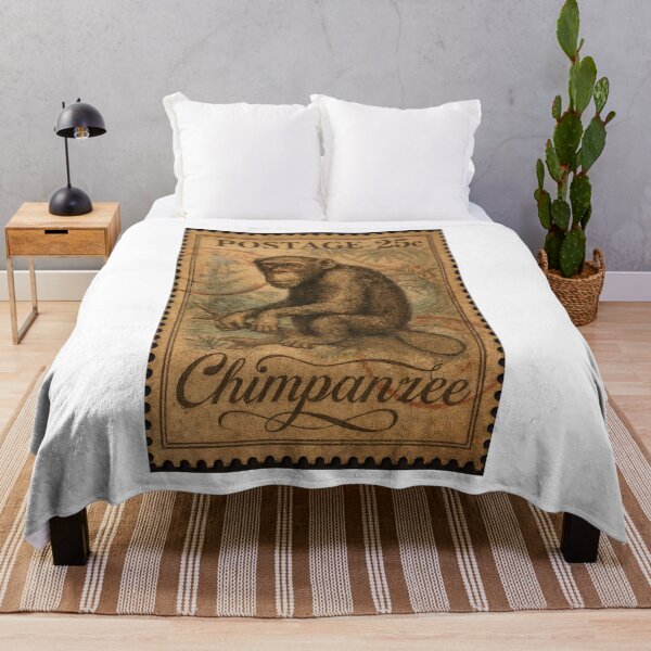 Item preview, Chimpanzee Post: Vintage Wildlife in Stamp Form designed and sold by ForeverPrintsOK.