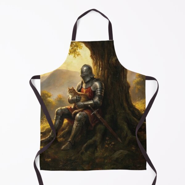 Item preview, Medieval Knight Holding Cat – Baroque Oil Painting, Realistic Fantasy Art designed and sold by Visualynx.