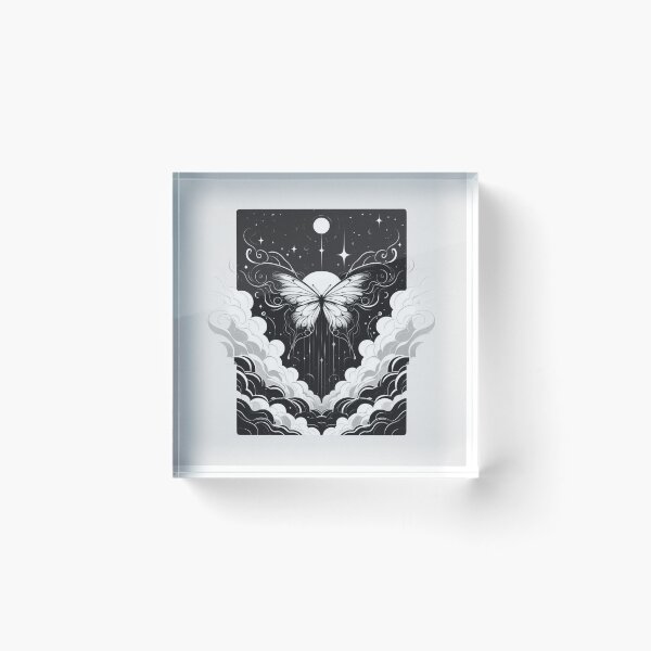 Item preview, Minimal Cosmic Moon Butterfly Over Clouds designed and sold by BigBlueArt.