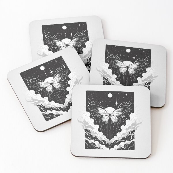 Item preview, Minimal Cosmic Moon Butterfly Over Clouds designed and sold by BigBlueArt.