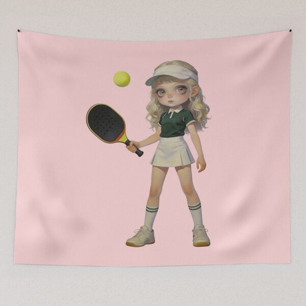 Item preview, Cute Sports Girl Holding Padel Racquet | Dollcore Aesthetic designed and sold by Cherrydora.
