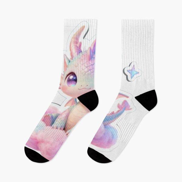 Item preview, Pastel Kawaii Baby Dragon on Cotton Candy Clouds designed and sold by MiniPrintMagic.