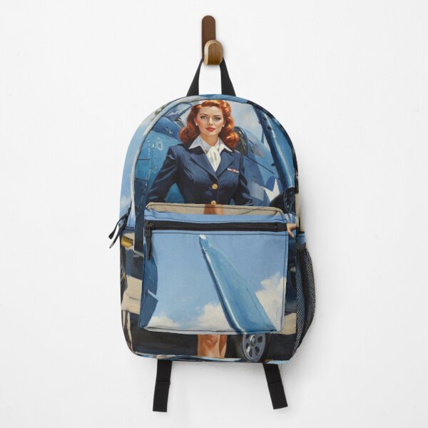 Item preview, Navy Blue Suit Pinup Girl with F4U Corsair Fighter Plane - WWII Aviation Art designed and sold by Art's Diner.