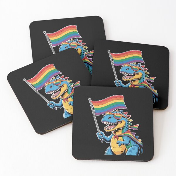 Item preview, Dinosaur Gay Pride LGBT Rainbow Flag  designed and sold by MythWoot.