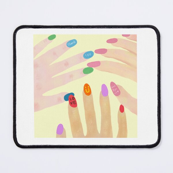 Item preview, Whimsical Colorful Nail Art Hands – Love & Thank You Illustration designed and sold by Adorebybeccaw.