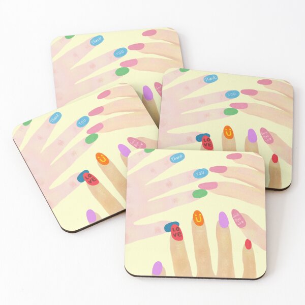 Item preview, Whimsical Colorful Nail Art Hands – Love & Thank You Illustration designed and sold by Adorebybeccaw.