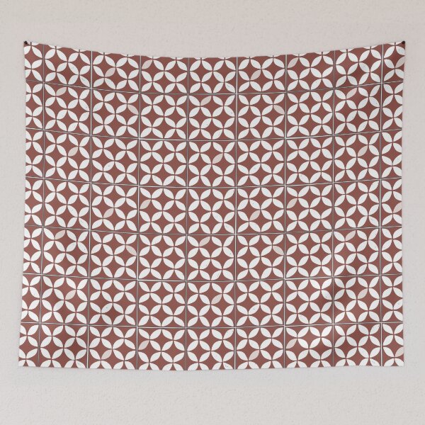 Item preview, Red Circles Tile Pattern - Seamless Mediterranean Ceramic Art - Vintage Portuguese Spanish Hydraulic Mosaic designed and sold by PauRicart.