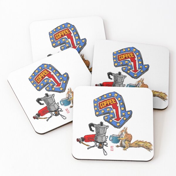 Item preview, COFFEE DRINKING CAMPING SQUIRREL - Motorcycle Camping with Coffee and Squirrels designed and sold by TRAVEL-ART-MOTO.