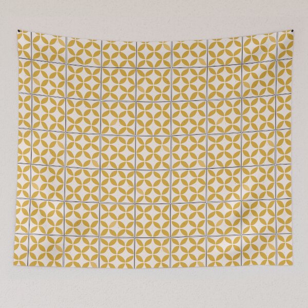 Item preview, Yellow Circles Tile Pattern - Seamless Mediterranean Ceramic Art - Vintage Portuguese Spanish Hydraulic Mosaic designed and sold by PauRicart.