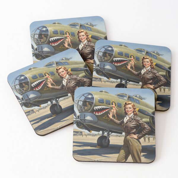 Item preview, "Lucky Lady" B-17 Bomber Pilot Pinup - WWII Aviation Jacket & Nose Art designed and sold by Art's Diner.