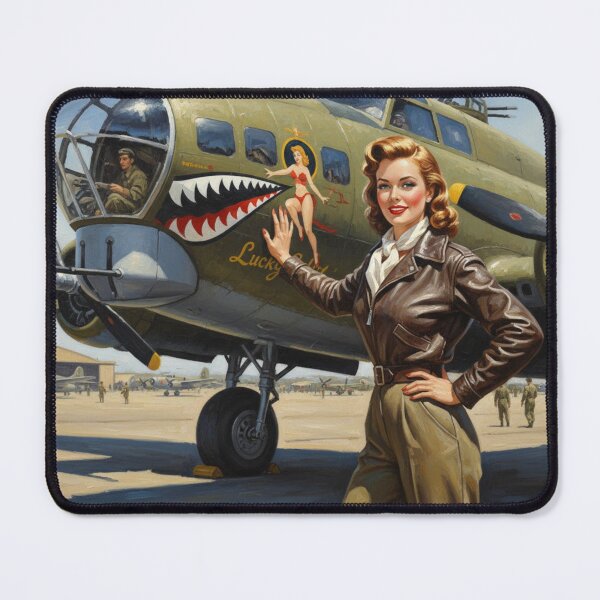 Item preview, "Lucky Lady" B-17 Bomber Pilot Pinup - WWII Aviation Jacket & Nose Art designed and sold by Art's Diner.