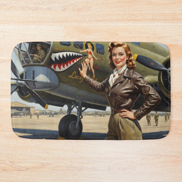 Item preview, "Lucky Lady" B-17 Bomber Pilot Pinup - WWII Aviation Jacket & Nose Art designed and sold by Art's Diner.