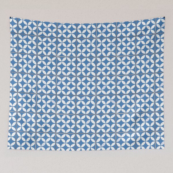 Item preview, Blue Circles Tile Pattern - Seamless Mediterranean Ceramic Art - Vintage Portuguese Spanish Hydraulic Mosaic designed and sold by PauRicart.