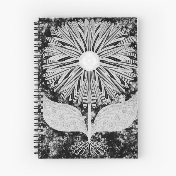 Item preview, White Sunflower Grunge — Fine line Floral Symmetry designed and sold by MelZahrArt.
