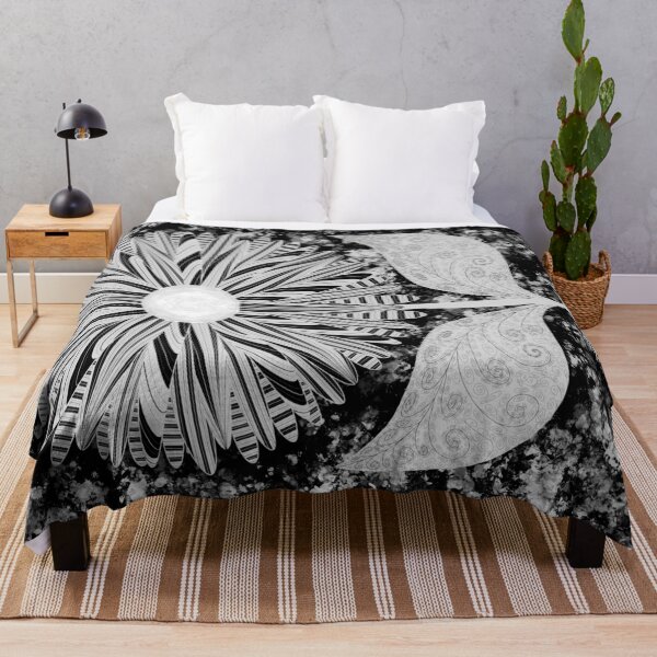 Item preview, White Sunflower Grunge — Fine line Floral Symmetry designed and sold by MelZahrArt.
