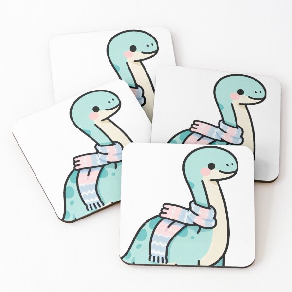 Item preview, Cute Blue Dinosaur Wearing Scarf - Kawaii Winter Animal Art designed and sold by RudArtAI.