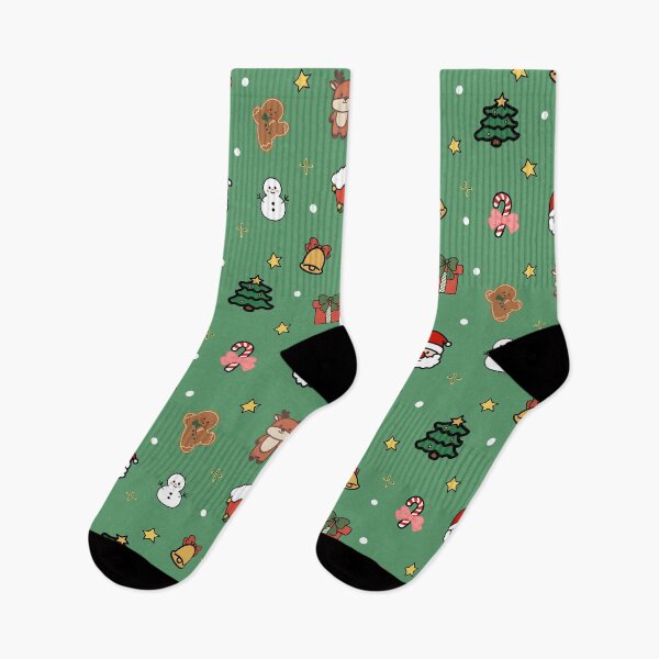 Item preview, Vintage Christmas Collage – Santa, Reindeer & Festive Icons on Green designed and sold by Lu7u.