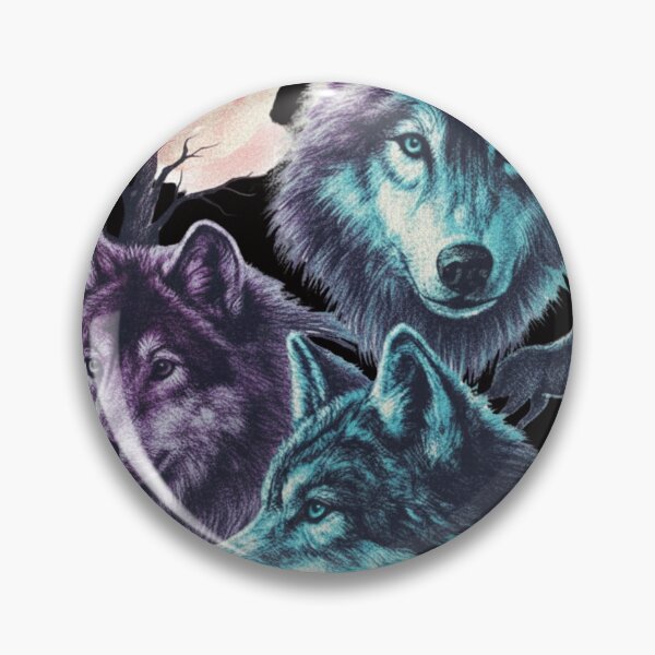 Artikelvorschau, Wolf im Vintage-Stil der 90er, Grunge-Retro-Wolf mit verblasstem Look, wilder Wolf heult den Mond an, Y2K-Gothic-Look, Wolf-Geschenk aus den 2000ern entworfen und verkauft von DesignDenDo ⭐⭐⭐⭐⭐.