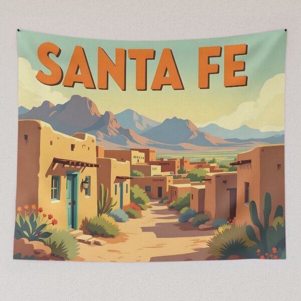 Item preview, Santa Fe, New Mexico, USA: Vintage-Style Painterly Travel Poster designed and sold by LSVart.