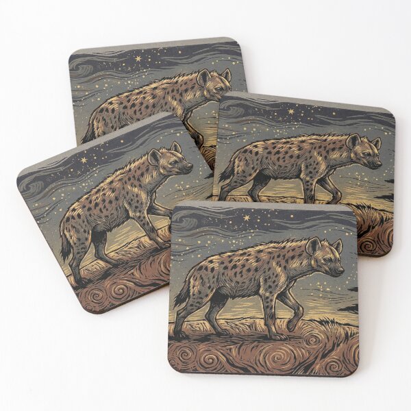 Item preview, Starry Night Hyena Art Atmospheric Savannah Wildlife designed and sold by SavannaStrikes.