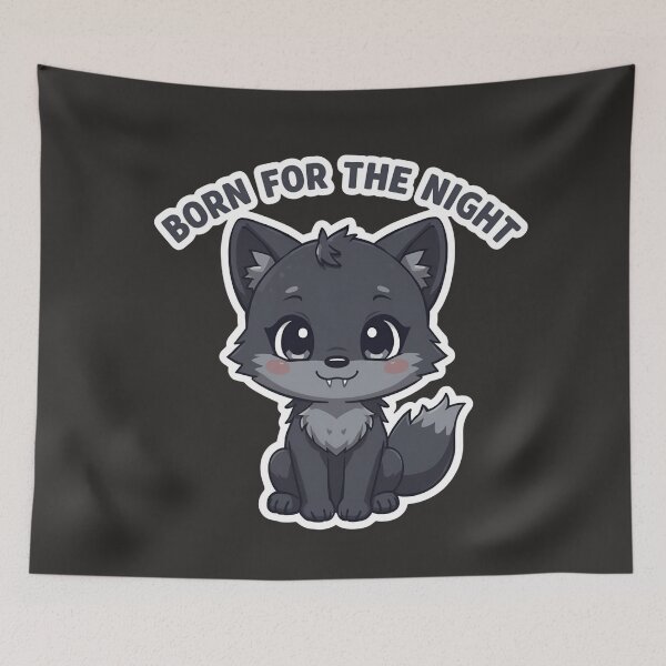 Item preview, Born for the Night – Cute Chibi Wolf Cub | Night Mode Animal Design designed and sold by EchopawCo.