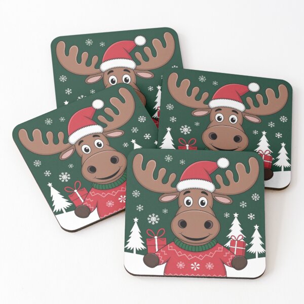 Item preview, Cute Christmas Moose in Santa Hat – Festive Holiday Sweater Design designed and sold by Zoolita   Store.