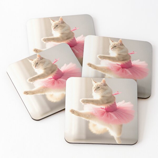 Item preview, Ballerina cat in pink tutu doing a split jump designed and sold by the art of cats and pets.