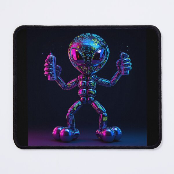 Item preview, Neon Graffiti Alien – Chrome Street Art & Futuristic Pop Art designed and sold by PLUSHIWORLDtm.