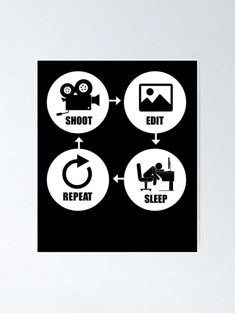 Shoot Edit Sleep Repeat T Shirt Funny Photography Gift Tee Poster By Chihai Redbubble