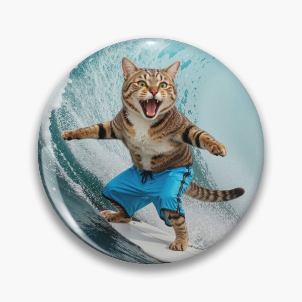 Item preview, Cool surf cat rides a breaking wave designed and sold by the art of cats and pets.