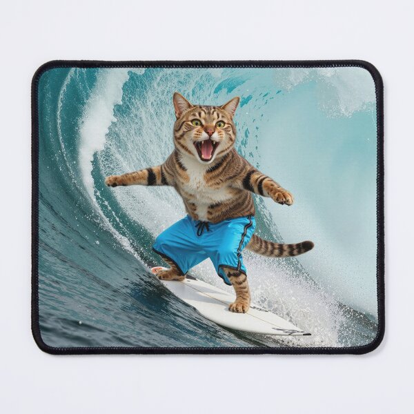 Item preview, Cool surf cat rides a breaking wave designed and sold by the art of cats and pets.