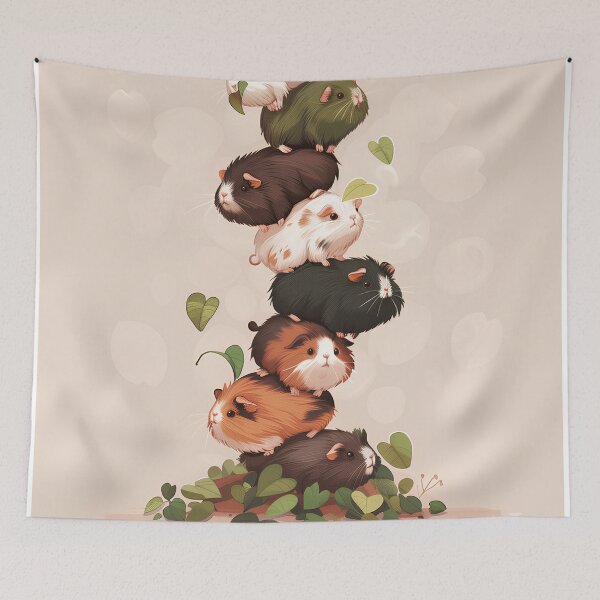 Item preview, Guinea Pig Tower – Whimsical Stacked Painting designed and sold by CuongArtLab.