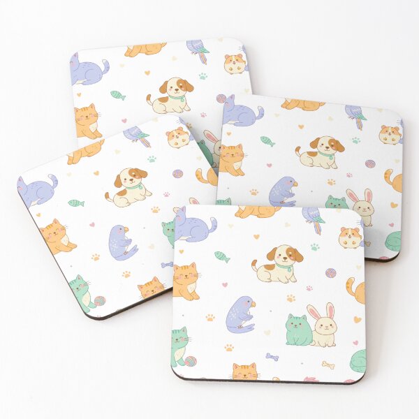 Item preview, Adorable Cartoon Pets Pattern | Cute Cat, Dog, Rabbit, and Bird Doodle Design designed and sold by MT-Hub | Art for Every Soul.