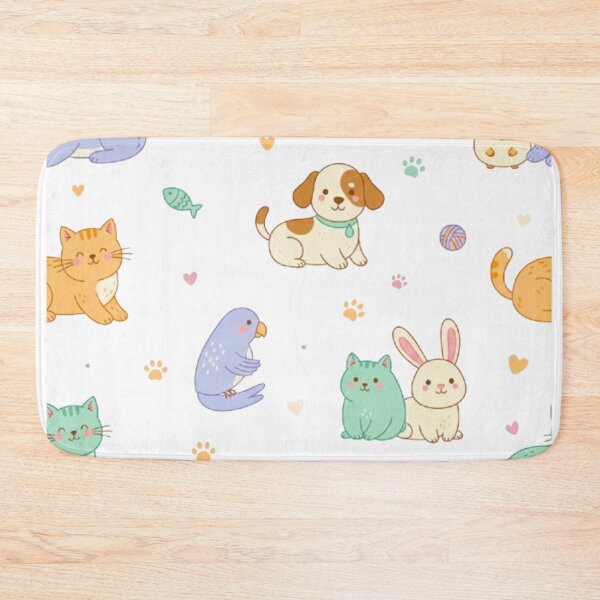 Item preview, Adorable Cartoon Pets Pattern | Cute Cat, Dog, Rabbit, and Bird Doodle Design designed and sold by MT-Hub | Art for Every Soul.