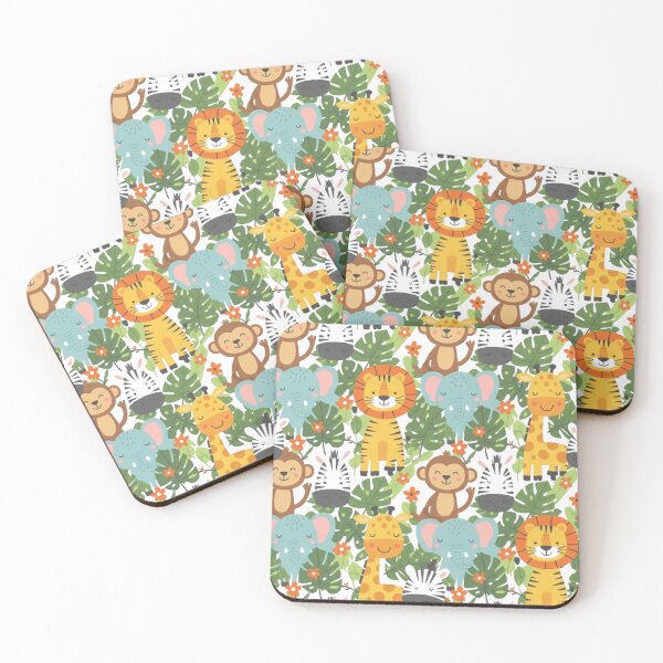 Item preview, Adorable Safari Jungle Animals Pattern | Cute Elephant, Lion, Monkey, and Giraffe Design designed and sold by MT-Hub | Cute Aesthetic Art, Stickers & Phone Cases.