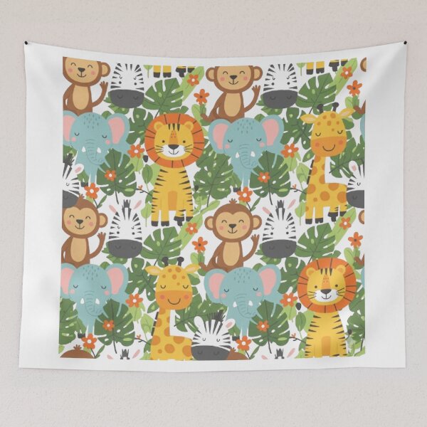 Item preview, Adorable Safari Jungle Animals Pattern | Cute Elephant, Lion, Monkey, and Giraffe Design designed and sold by MT-Hub | Art for Every Soul.