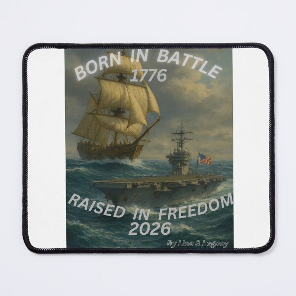 Item preview, “Born in Battle, Raised in Freedom – 1776 to 2026 Patriotic Navy Tribute Art” designed and sold by lineandlegacy.