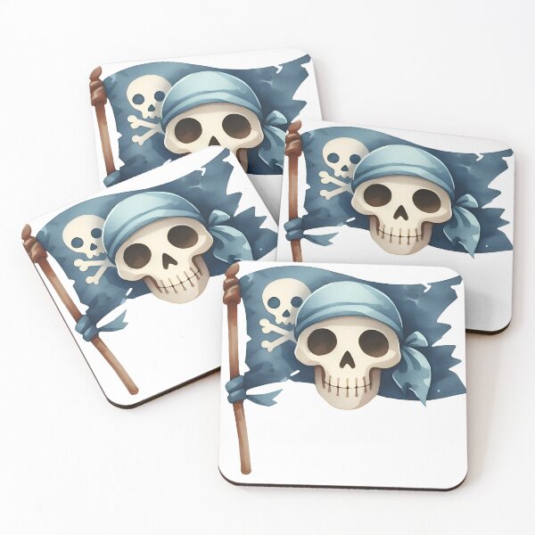 Item preview, Watercolor Pirate Skull Flag Illustration – Vintage Jolly Roger Clipart designed and sold by LunaPixelStudio.