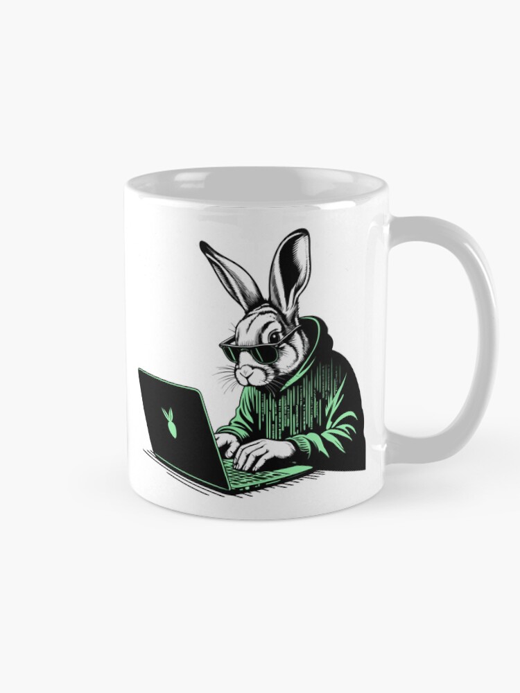 Thumbnail 3 of 6, Coffee Mug, Cool Hacker Rabbit designed and sold by Lydyb-creations.