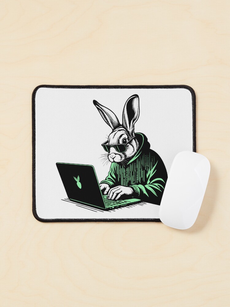 Thumbnail 1 of 5, Mouse Pad, Cool Hacker Rabbit designed and sold by Lydyb-creations.