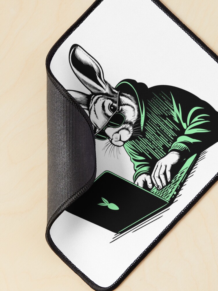 Thumbnail 2 of 5, Mouse Pad, Cool Hacker Rabbit designed and sold by Lydyb-creations.